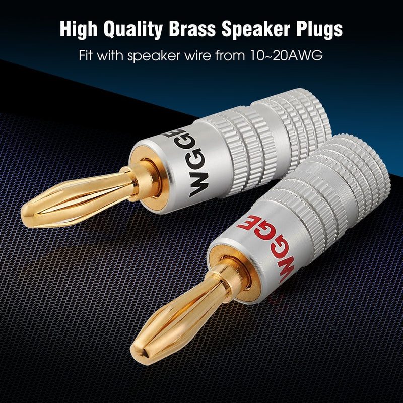 [Australia - AusPower] - WGGE WG-009 Banana Plugs Audio Jack Connector 6 Pairs / 12 pcs, 24k Gold Dual Screw Lock Speaker Connector for Speaker Wire, Wall Plate, Home Theater, Audio/Video Receiver and Sound Systems 6 Pairs (12 plugs) 