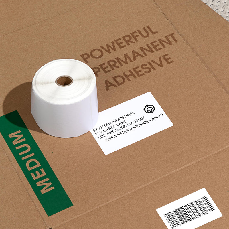 Spartan Industrial - 1" X 0.5" Direct Thermal Labels (24000 Count, 10 Rolls) - Barcode Stickers, SKU Labels, Small Item Identification - Compatible with Zebra Printers, NOT Rollo Compatible 1" X 0.5"