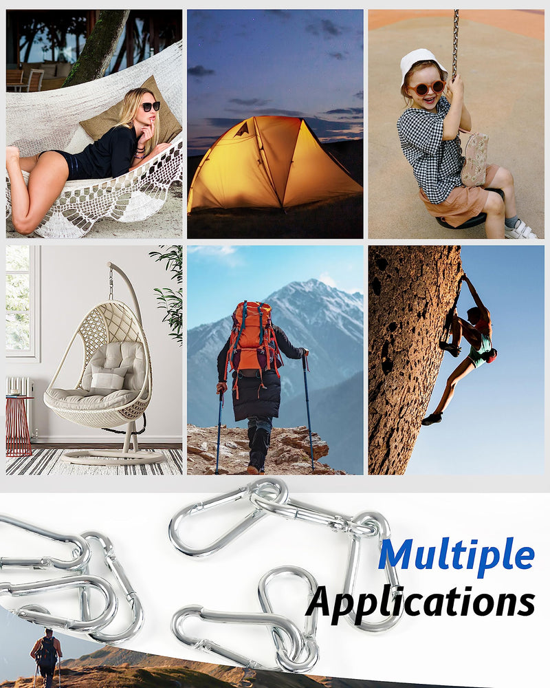 [Australia - AusPower] - Small Carabiner Ciip, 30pcs 1.57inch Mini Carabiners Clips, M4 Stainless Steel Spring Snap Hook Heavy Duty, Locking Carribenares for Climbing Hiking Camping Fishing 