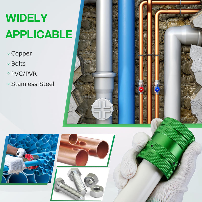 [Australia - AusPower] - Pipe Reamer Tool, Copper PVC Tube Deburring Tool Plumping Tools Pipe Cleaner 1/4" to 1-5/8" Inner Outer Reamer Pipe Tubing Chamfer for Metal PVC PPR Copper Brass Aluminum(Green) 