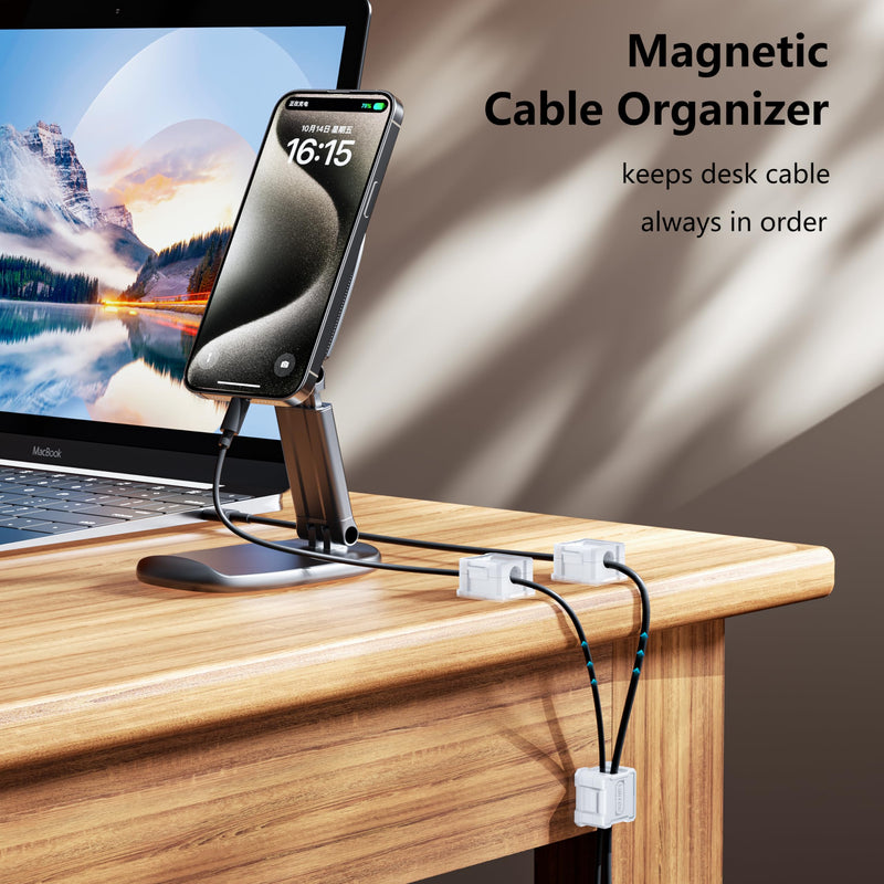[Australia - AusPower] - Kailfee 6 Pack Magnetic Cable Clips [Cable Smooth Adjustable] Cord Holder, Under Desk Cable Management, Adhesive Wire Holder Keeper Organizer for Home Office Desk Car Wall Desktop Nightstand -White White 