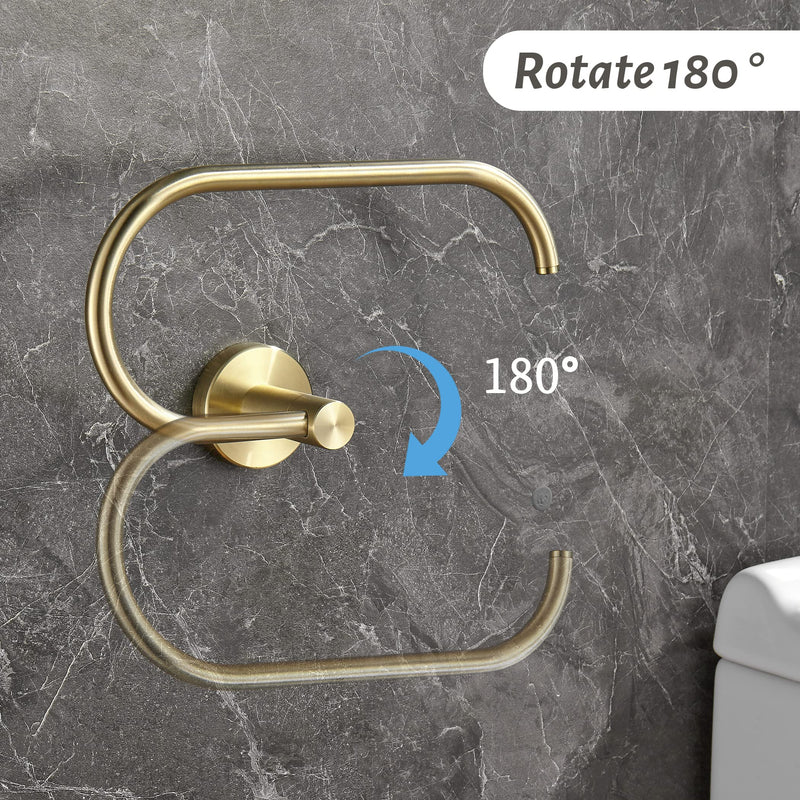 Gold Toilet Paper Holder Towel Ring,Brushed Gold Toilet Roll Holder Hand Towel Holder Bathroom Accessories,Wall Mount Rustic Modern Rustproof Stainless Steel Hardware Set 2PC Brushed Gold