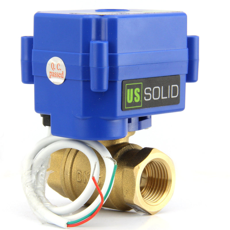 [Australia - AusPower] - U.S. Solid Motorized Ball Valve- 3/4" Brass Ball Valve with Standard Port, 9-24V AC/DC and 2 Wire Auto Return Setup 3/4 Inch 