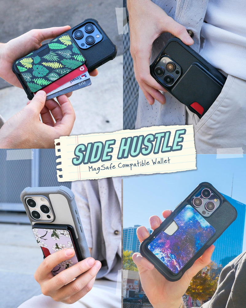[Australia - AusPower] - Smartish Wallet for MagSafe iPhones - Side Hustle - Slim Detachable Magnetic Card Holder for Apple iPhone 15/14/13/12 Models - Black Tie Affair 