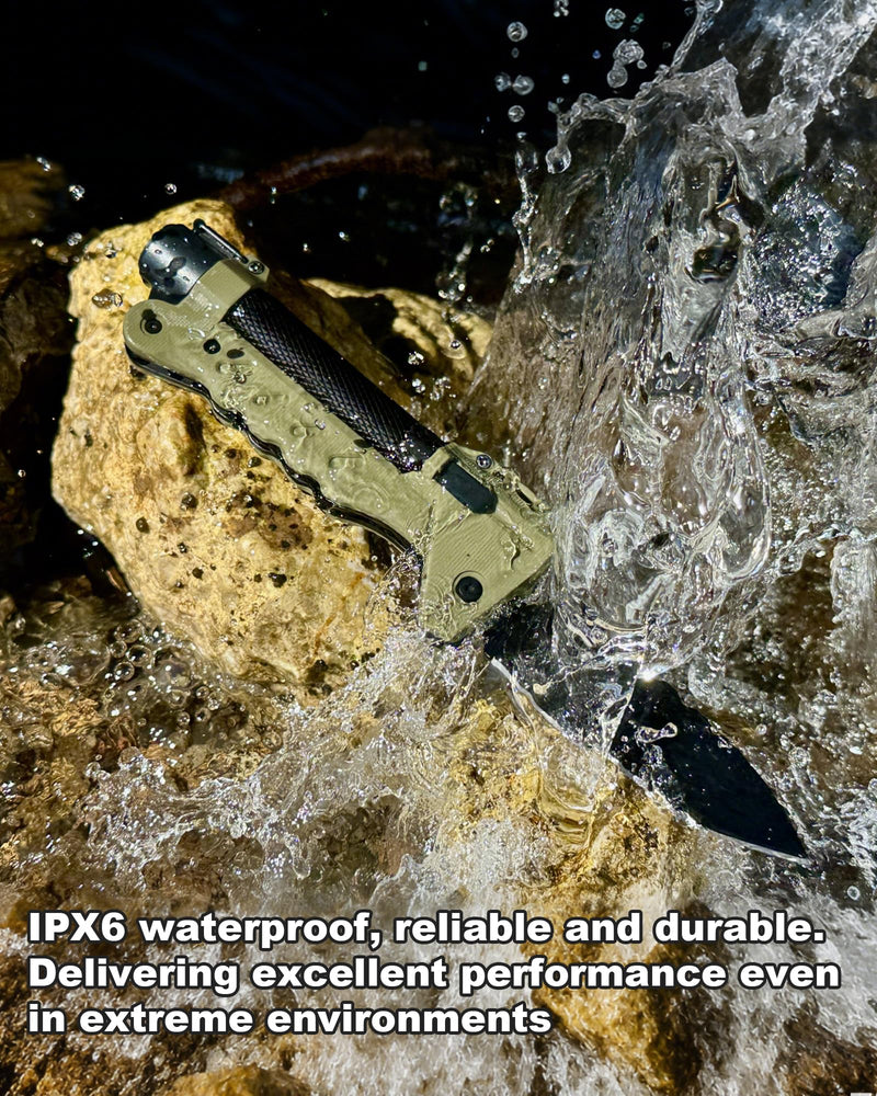 VIPERADE VAK6 Survival Multitool with Folding Knife, LED Flashlight, Pulse Ignition and Hand Crank Generator, Camping Multitool Knife Rechargeable Flashlight with Belt Sheath Black