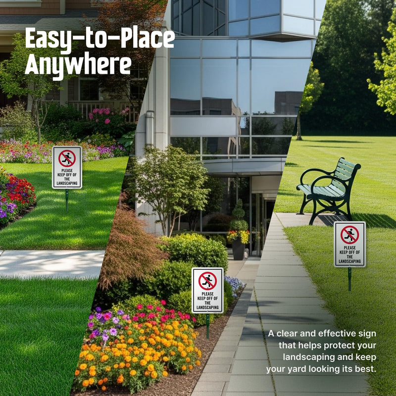 SmartSign 10 x 7 inch “Please Keep Off Of The Landscaping” LawnPuppy Yard Sign and 18 inch Stake Kit, 40 mil Laminated Rustproof Aluminum, Red, Black and White, Set of 1 7" x 10" Aluminum Sign + Stake