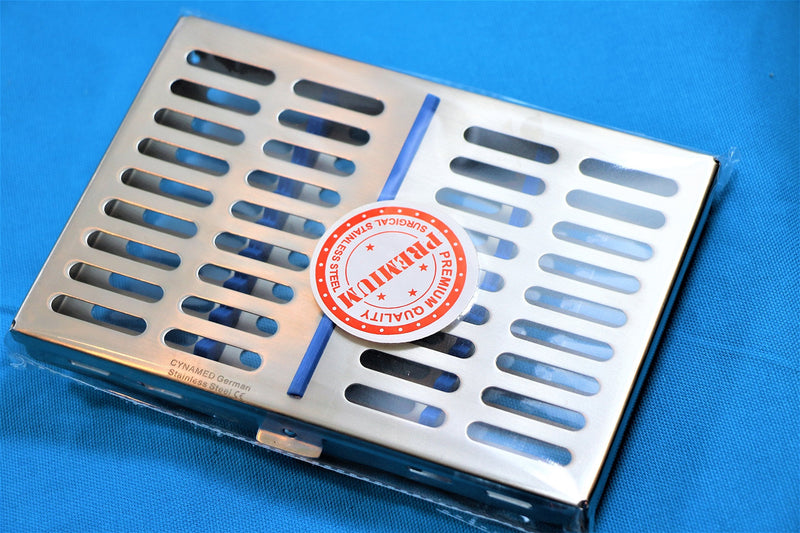 [Australia - AusPower] - German Steel Dental Autoclave Sterilization Cassette Rack Box Tray for 10 Instruments 