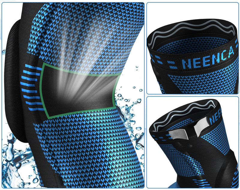 [Australia - AusPower] - NEENCA Knee Brace for Women & Men, Medical Knee Support with Patella Pad & Side Stabilizers, Knee Compression Sleeve for Knee Pain, Meniscus Tear, ACL, Joint Pain, Runner, Workout - FSA/HSA Eligible XXX-Large Blue 