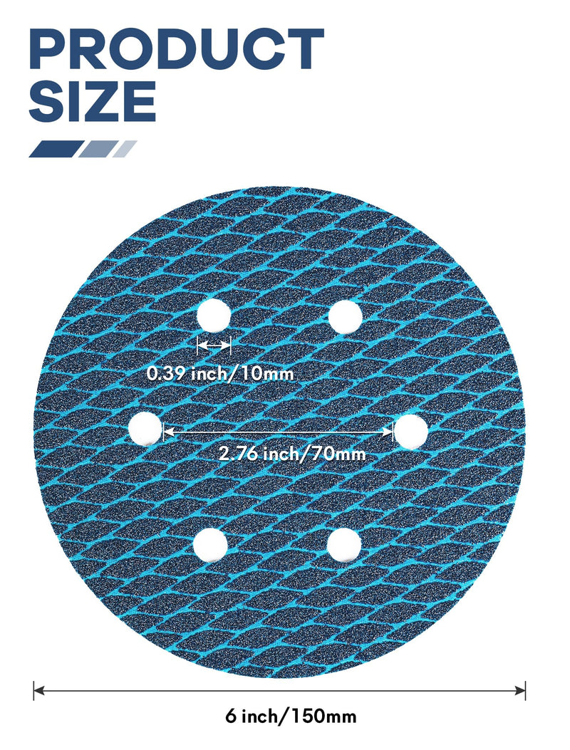 [Australia - AusPower] - 150 mm Sanding Discs 120 Grit Pack of 30 Sandpaper 150 mm Wet Dry Sanding Sheets with 6 Holes & Diamond Pattern for Metal Wood (Blue) 