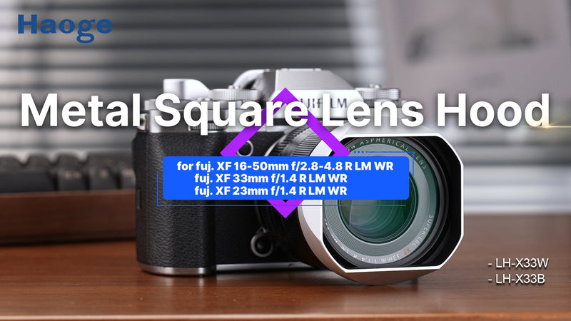 Haoge Metal Square Lens Hood for Fujifilm Fuji XF23mm f1.4 R LM WR Lens (58MM) Fujinon XF33mm F1.4 R LM WR Lens, Fujinon XF 16-50mm F2.8-4.8 R LM WR Lens Bayonet Hood Shade,with Metal Cap Kit