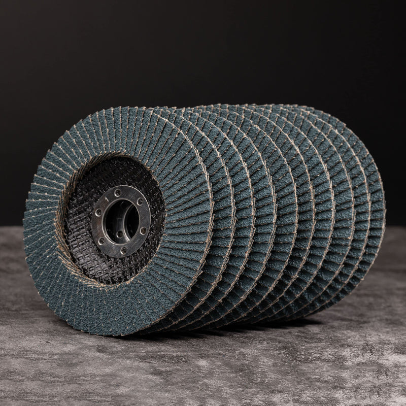 [Australia - AusPower] - Woltersberger® Set of 8 stainless steel flap discs, diameter 125 mm, grain size P40, P60, P80, P120, blue for stainless steel, metal/steel, wood, zirconium coround sanding mop slat discs Set 125 mm zircon 