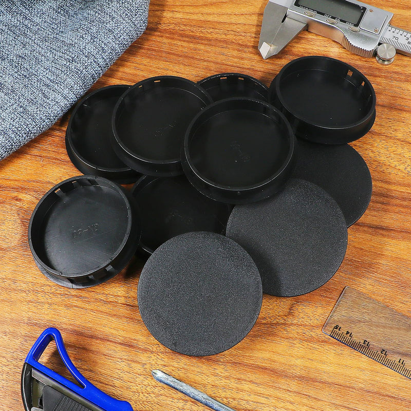 [Australia - AusPower] - 30pcs Plastic Hole Plugs, Snap in Locking Hole Tube Circular Locking Fastener Cover, Insert End Caps for Furniture Fencing Post Pipe - 60mm, Black 60mm | 2-3/8" 30 