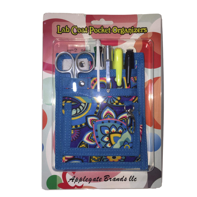 [Australia - AusPower] - 6 Piece Protective Lab Coat Pocket Organizer Kit has Beautiful Blue Paisley Pattern 