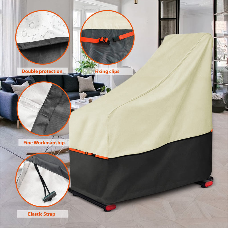 Exercise Bike Cover Waterproof – Heavy Duty Oxford Indoor/Outdoor Stationary Bike Protector, Beige Grey Two-Tone Design, Dustproof Fit for Upright & Spin Bikes up to 48.8"L x 22.8"W x 46"H
