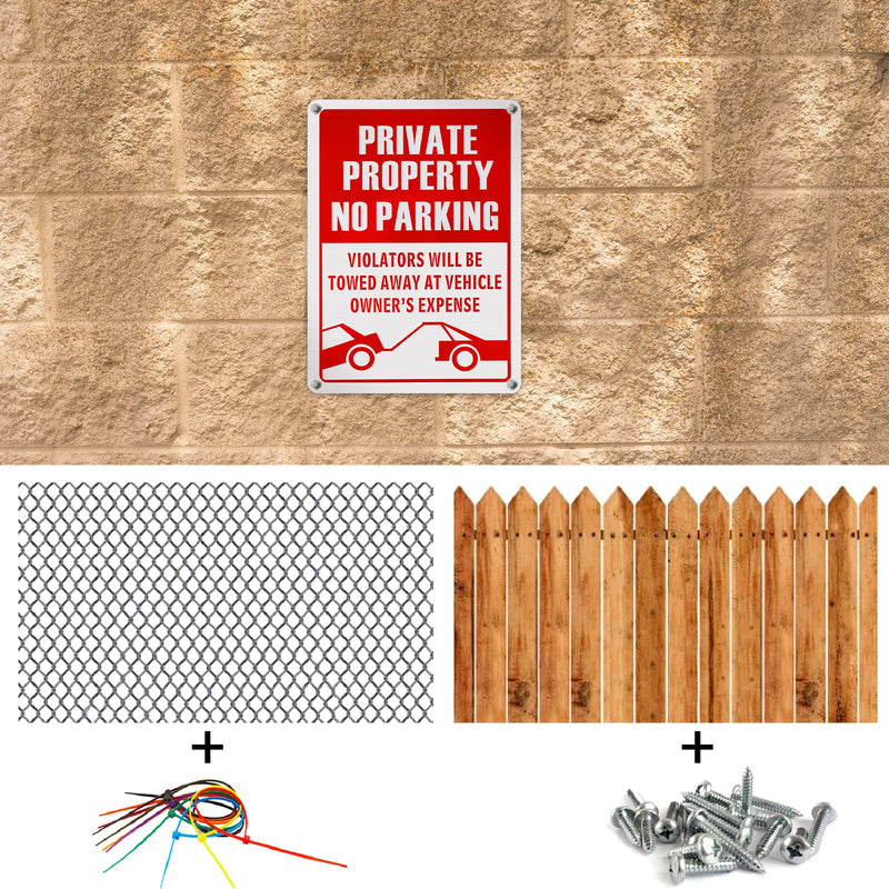 Lounsweer 8 Pcs No Parking Sign 14 x 10 Inch Metal Reflective Private Property Sign Violators Will Be Towed Rust Free Aluminum, UV Protected, Weather Resistant, Waterproof, Durable Ink, Easy to Mount
