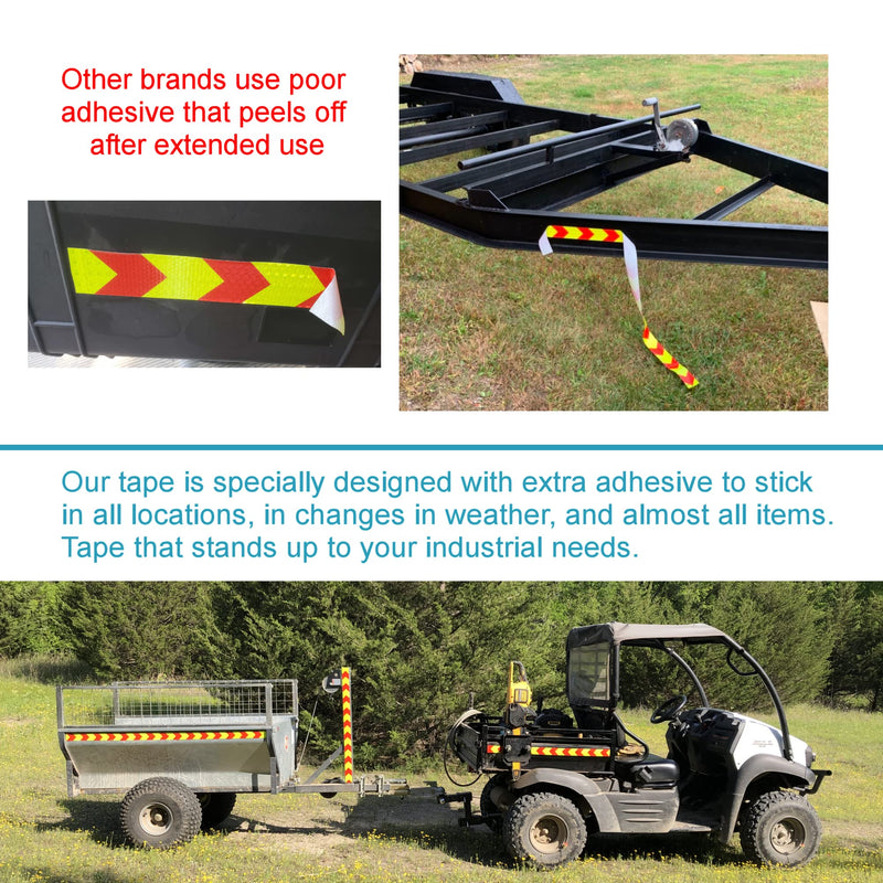 Reflective Tape with Extra Strong Adhesive. High Visibility - Red & Yellow Arrows, Industrial Heavy Duty Marking Tape. Waterproof Reflective Outdoor Safety Tape (2" x 150 FT)