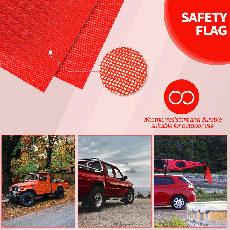 [Australia - AusPower] - Tatuo 2 Pcs 18 x 18 Inch Hook Safety Warning Flag Mesh Safety Flag Warning Sign with Vinyl Welt and Bungee Cord for Truck and Pedestrian Crossings(Deep Red) Deep Red 