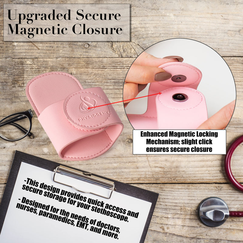 [Australia - AusPower] - Stethoscope Holder with Secure Magnetic Closure; Hip Clip for Safe, Easily Accessible, Hygienic Attachment pink 