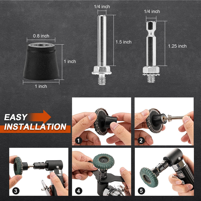 [Australia - AusPower] - 12PCS Curved Flap Disc 2 Inch Roll Lock Quick Change Sanding Discs 1pcs 1/4" Holder Surface Grinding Disc for Die Grinder 40/60/80/120 Grit Metal Surface Grind Burr Finish Weld Rust Removal Mixed Pack 