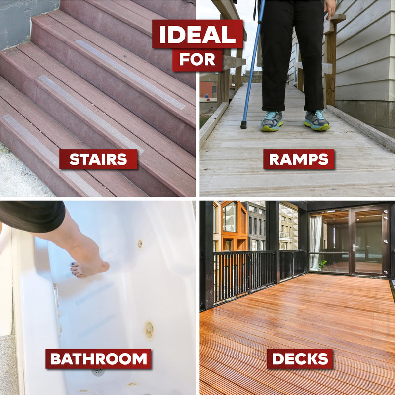 XFasten Clear Anti Slip Tape for Stairs, 2 Inches x 30 Feet, Waterproof Grip Tape for Stairs, Indoor, Outdoor Steps and Treads- Heavy-Duty High Traction Non-Skid Friction Safety Strips