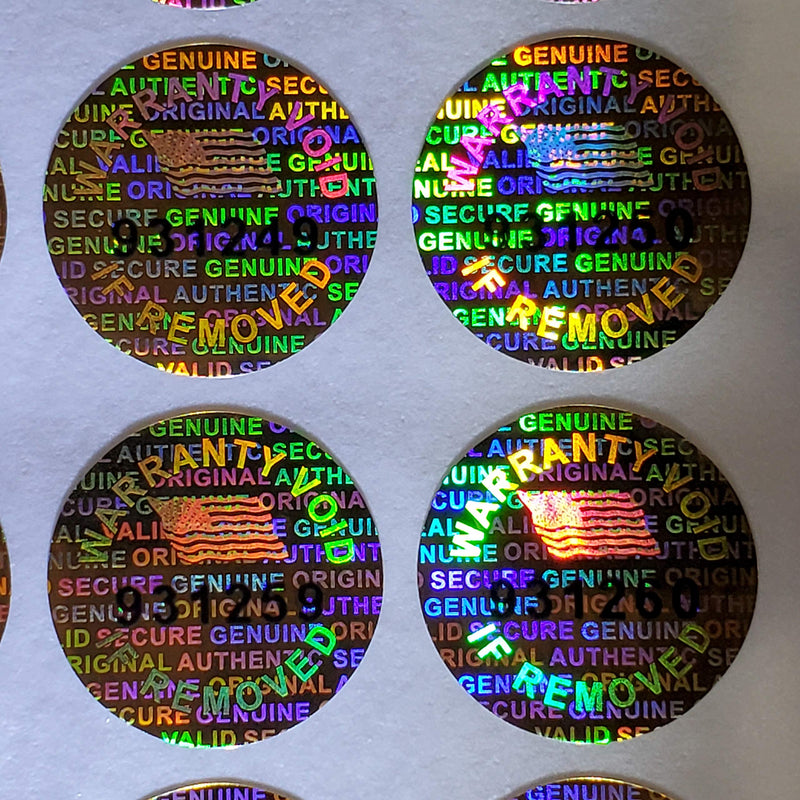 Golden Color 14 MM (0.53 inch) Round with Serial Number Hologram Labels Tamper Evident Stickers Security Void Seals Labels - Dealimax Brand (1000) 1000