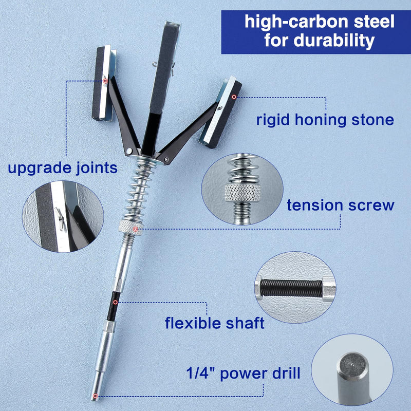 [Australia - AusPower] - SPEEDWOX Engine Cylinder Hone Tool Adjustable Deglazer with 3-Piece 50mm Long Stones 220 Grit Kit Engine Brake Cylinder Hone Adjustable Deglazer for Grinding Holes from 1-1/4"to 3-1/2" Diameter 