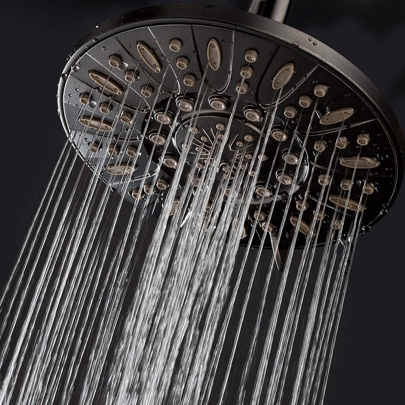 AquaDance OIL RUBBED BRONZE High Pressure 6-Setting 7" Rain Shower Head – Angle Adjustable, Anti-Clog Showerhead Jets, Tool-Free Installation - USA Standard Certified - U.S. Brand 2.5 Gallons Per Minute