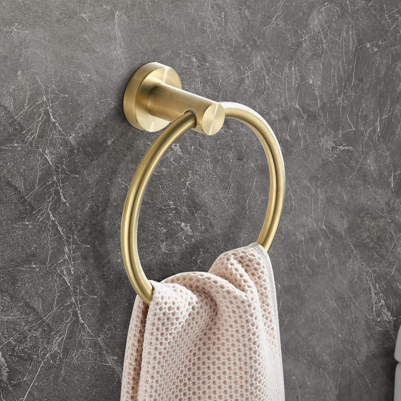 Gold Toilet Paper Holder Towel Ring,Brushed Gold Toilet Roll Holder Hand Towel Holder Bathroom Accessories,Wall Mount Rustic Modern Rustproof Stainless Steel Hardware Set 2PC Brushed Gold