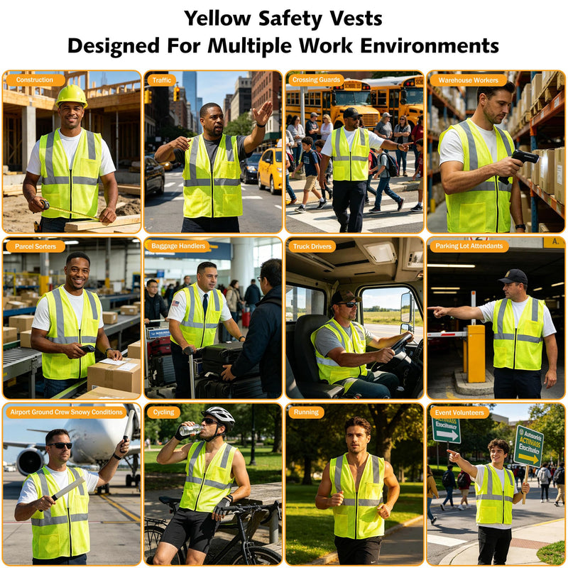 AYKRM 2 Pocket Mesh High Visibility Reflective Safety Vest for men & Women ANSI/ISEA 107 Standards Yellow X-Small