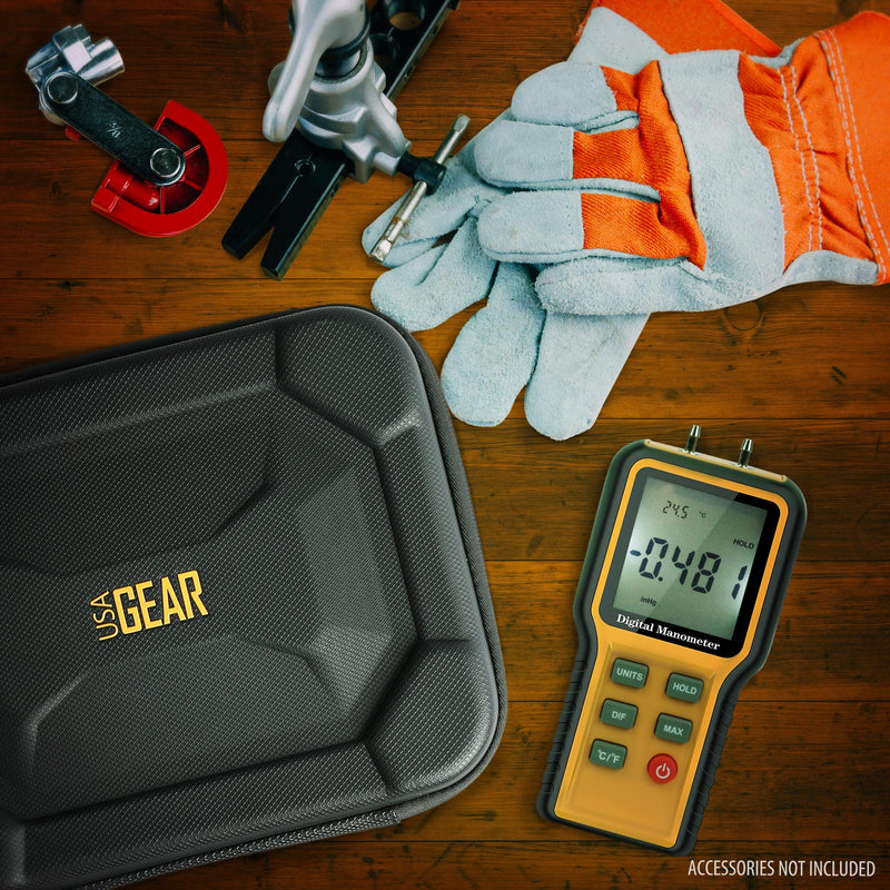 [Australia - AusPower] - USA GEAR Manometer Case - Manometer Gauge Case with Customizable Foam Interior & Durable Exterior Compatible with Fieldpiece Manometer, Leaton Professional Air Pressure Meter & More Digital Manometer 