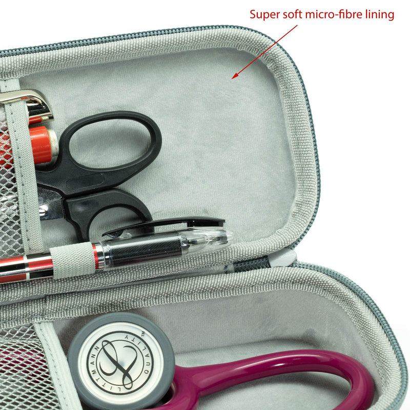 [Australia - AusPower] - ButterFox Semi Hard Stethoscope Carry Case, fits 3M Littmann Stethoscope and Other Accessories (Grey) Grey 