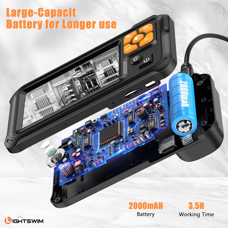 [Australia - AusPower] - Industrial HD Digital Borescope, Lightswim 1080P 4.3" IPS Endoscope Inspection Camera with Handheld IP67 Waterproof Snake Sewer with 8 LED Lights 16.5ft Semi-Rigid Cable P100 