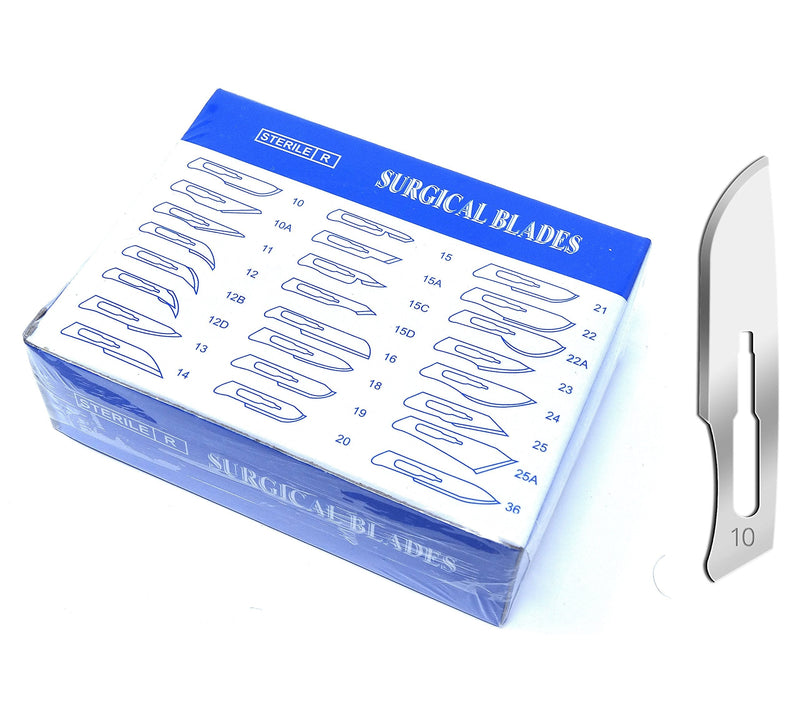 [Australia - AusPower] - 100 Sterile Carbon Steel Blades #10 with Free Scalpel Handle #3 