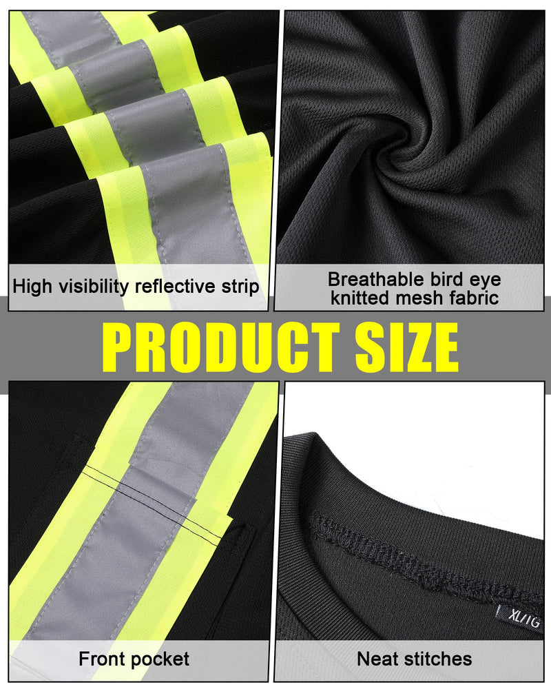 JaGely 4 Pcs High Visibility Safety Shirts Men Reflective Class 3 Short Sleeve with Pocket for Construction Work Medium Multicolor