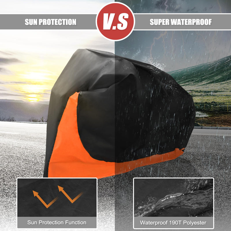 uxcell Bike Cover Outdoor Waterproof Bicycle Cover Sun Dust Wind Proof Bike Rain Covers for Mountain Road Electric City Bike Orange X-Large