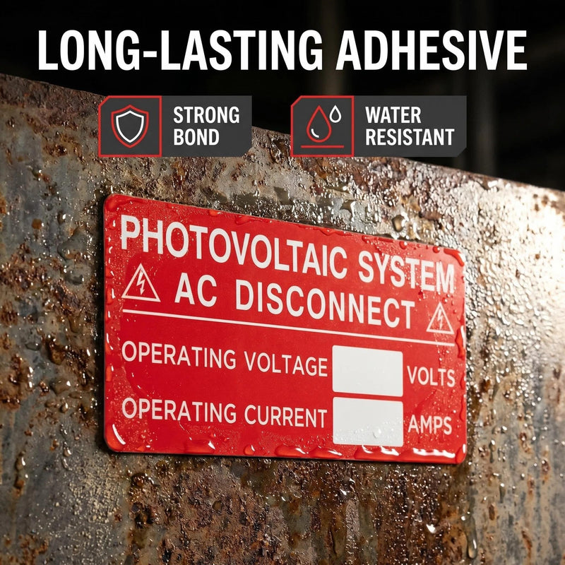 30X Solar Labels Pack - Photovoltaic System AC Disconnect - Operating Current AMPS - UV Resistant Vinyl(4"X 2")