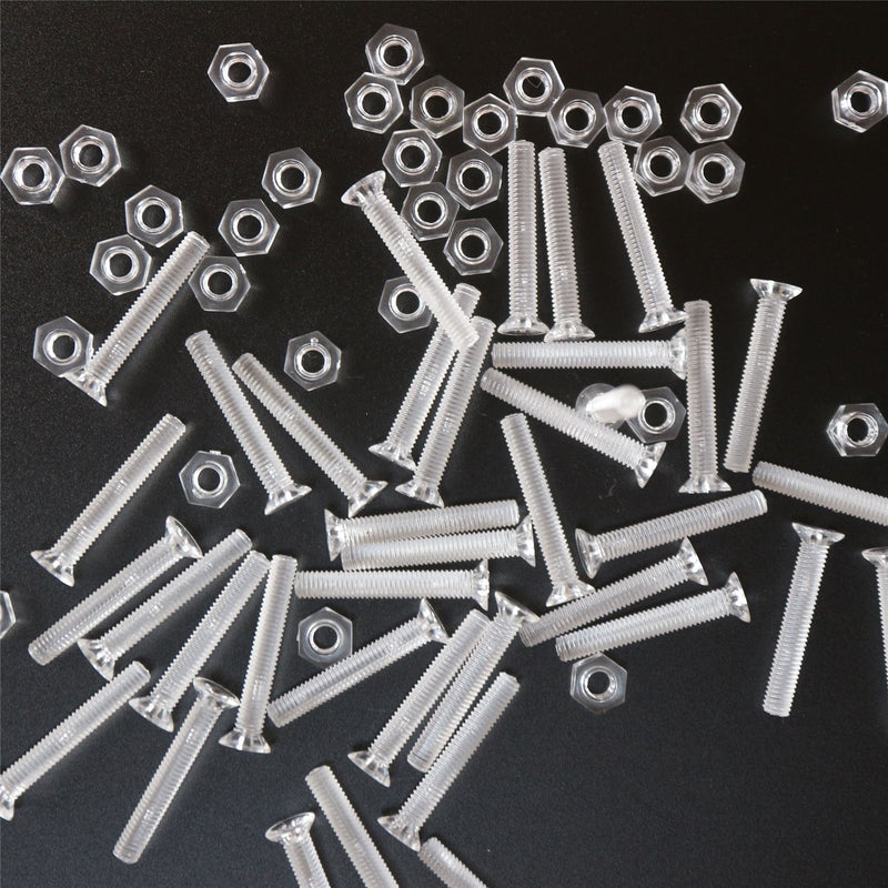 [Australia - AusPower] - 50 x Crosshead Countersunk Screws Nuts and bolts, Transparent Clear Plastic Acrylic, M3 x 20mm - Acrylic Plastic Screws, (3/32 x 25/32 in) 