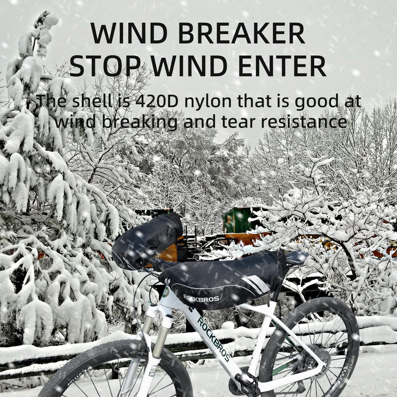 [Australia - AusPower] - ROCKBROS Handlebar Covers Mountain Bike Bicycle Handlebar Warmers Cold Weather Bike Pogies Windproof Thinsulate Thermal Winter Handlebar Gloves for Mountain Bikes, ATV, Snow Mobile, Motorcycles 
