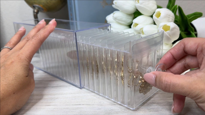 HOMEHIVE Clear Acrylic Jewelry Organizer Box with 20 Portable Pouches, Jewelry Storage Case for Women Girls, Tangle-Free, Anti-Tarnish, Compact Storage for Necklaces/Earrings/Rings, Upgraded Clear Upgraded Clear Jewelry Box