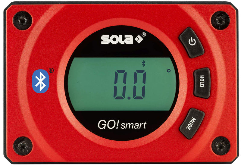 SOLA GO! smart Digital Protractor with Bluetooth, Digital Spirit Level with LCD, Remote Control via Smartphone and App, Magnetic Inclinometer with V-Nut, Magnetic Bevel Box, IP54 Single