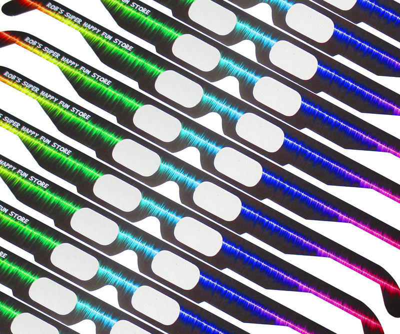 [Australia - AusPower] - Fireworks Diffraction Prism Glasses - Trippy Tie Dye and Rave Waves Frame Designs - 50 Paper Glasses Total - See Rainbow Bursts of Color From Prismatic Lenses 