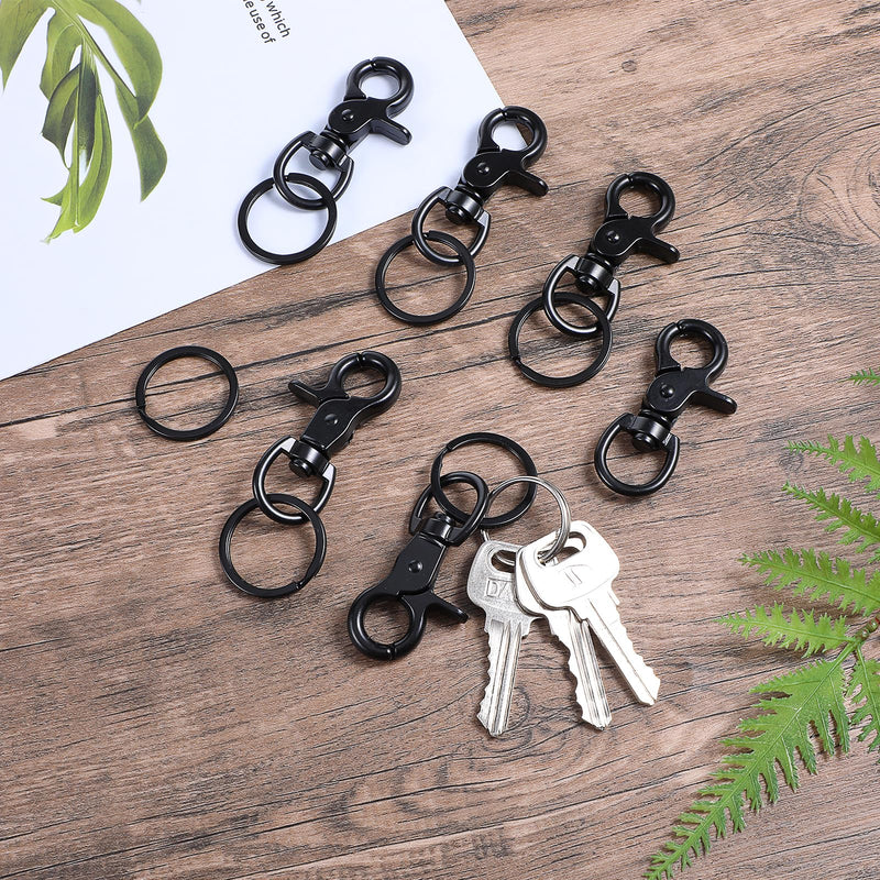 [Australia - AusPower] - 6 Pcs Black Swivel Snap Hooks, 60mm Zinc Alloy Trigger Carabiner, Heavy Duty Swivel Eye Snaps Door Lock Pets Cage Clip Flag Clips for Marine Sports Luggages Pets Swings Keychains 