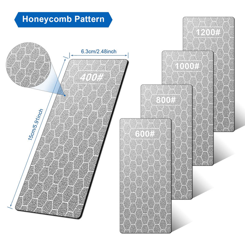 [Australia - AusPower] - Diamond Sharpening Stone, 5 Pcs Knife Sharpening Stone with Extra Fine/Coarse Plate and Non-slip Base, 400/600/800/1000/1200 Grit Diamond Sharpening Stone 