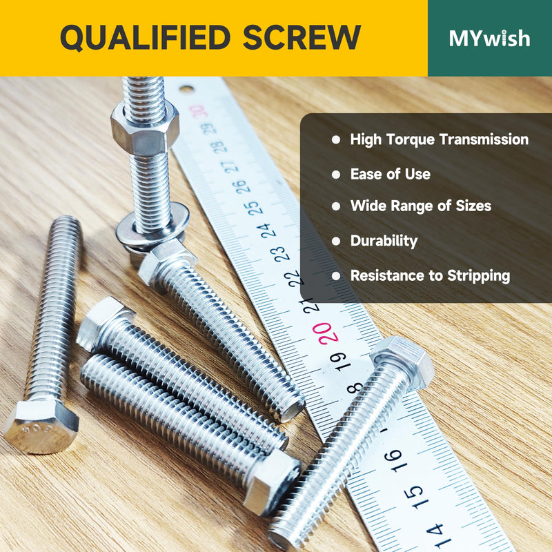 [Australia - AusPower] - Mywish 5/16 Bolts, 80Pcs 5/16-18 Bolts and Nuts Kit with 1-1/2", 2", 2-1/2", 3" Hex Bolts Kit, 304 Stainless Steel, Nut and Bolt Assortment Kit with Cross-Drilled Tail 5/16"-18 (80Pcs) 