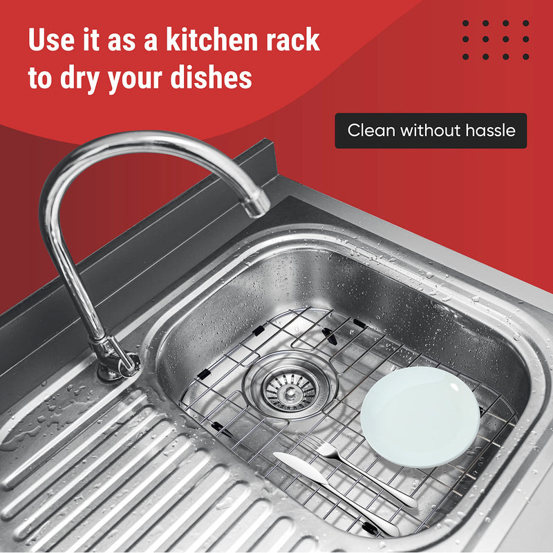 Sink Protectors for Kitchen Sink, Stainless Steel Protective Grid 11.26 x 14.5 Inch, Sink Rack for Bottom of Sink Stainless-steel