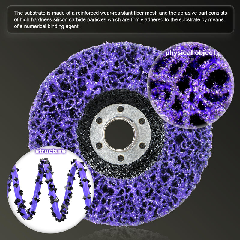 [Australia - AusPower] - 6-Pack Paint Stripper Discs for Angle Grinder, 4-1/2” x 7/8” - Multi-Surface Rust & Paint Removal Wheels, 2 Purple, 2 Blue, 2 Black Discs 4-1/2 in - 6 pk 