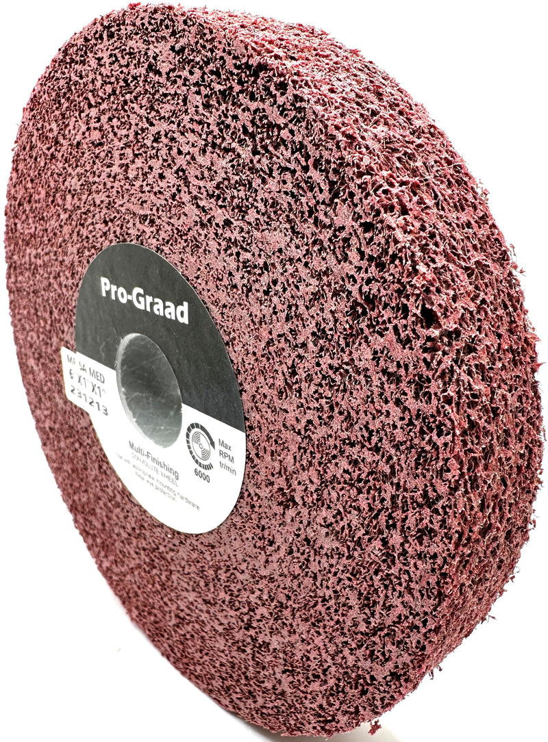 [Australia - AusPower] - Metal Finishing Wheel – 6” x 1” x 1” 5A Medium Grit – Aluminum Oxide – Maroon Metal Finish Convolute Wheel – for #3 & #4, Brush, Satin and Mill Finishes – Pack of 1 6" x 1" x 1" 