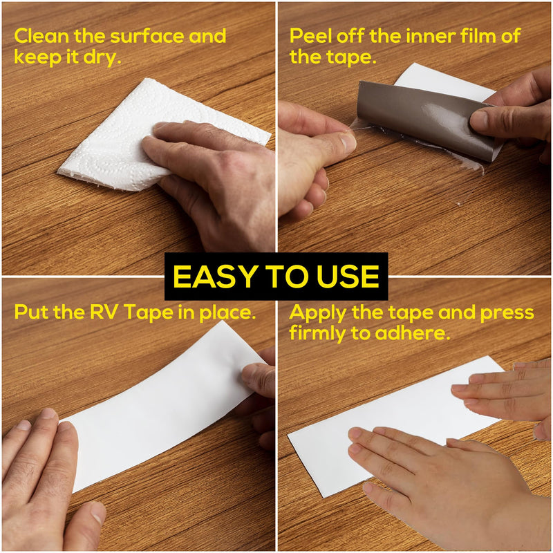 RV Sealant Tape with Roller, White, 4 Inch x 50 Feet, Roof Patch Repair Tape, Roofing Tape for RV, Waterproof Leak Tape for RV Puncture, Boat Sealing, Canopy, Camper, Greenhouse and Tarpaulin 4in x 50ft with Roller - White
