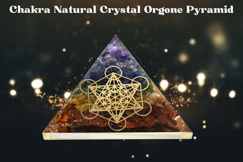 Amazing Gemstone Large Orgone Pyramid | Natural Chakra Pyramid Crystal | Flower of Life Orgonite Pyramid | Organ Pyramids Positive Energy Healing Flower of Life - S