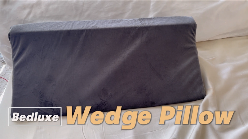 Bedluxe Wedge Pillow for Side Sleeping, Comfort Foam Back Pillow for Side Sleeper, Bed Wedges & Body Positioners for After Surgery, Pregnancy Support, Back Pain, Preventing Bedsores, White/Grey 23*10*6 Inch